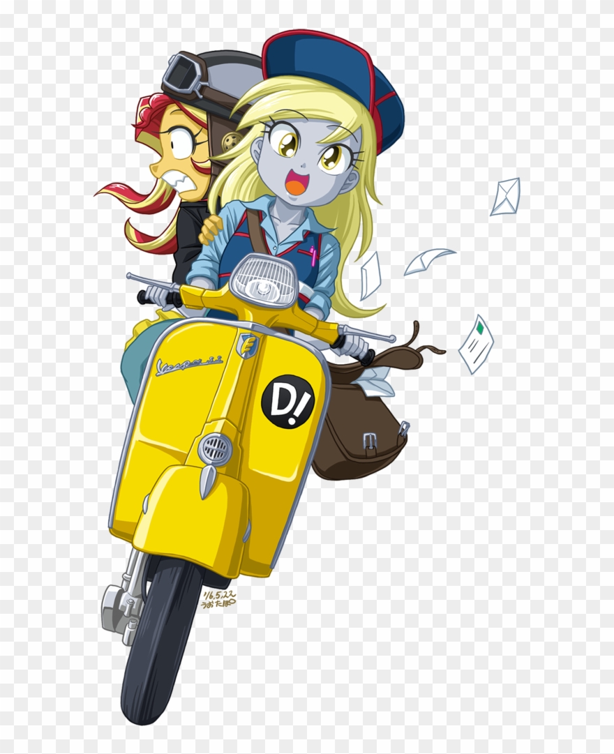 Scooter Clipart Helper - Sunset Shimmer And Derpy Hooves - Png Download