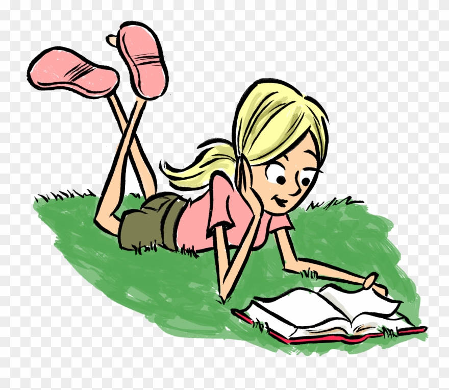 Free Choice Reading - Reading A Book Outside Clipart - Png Download