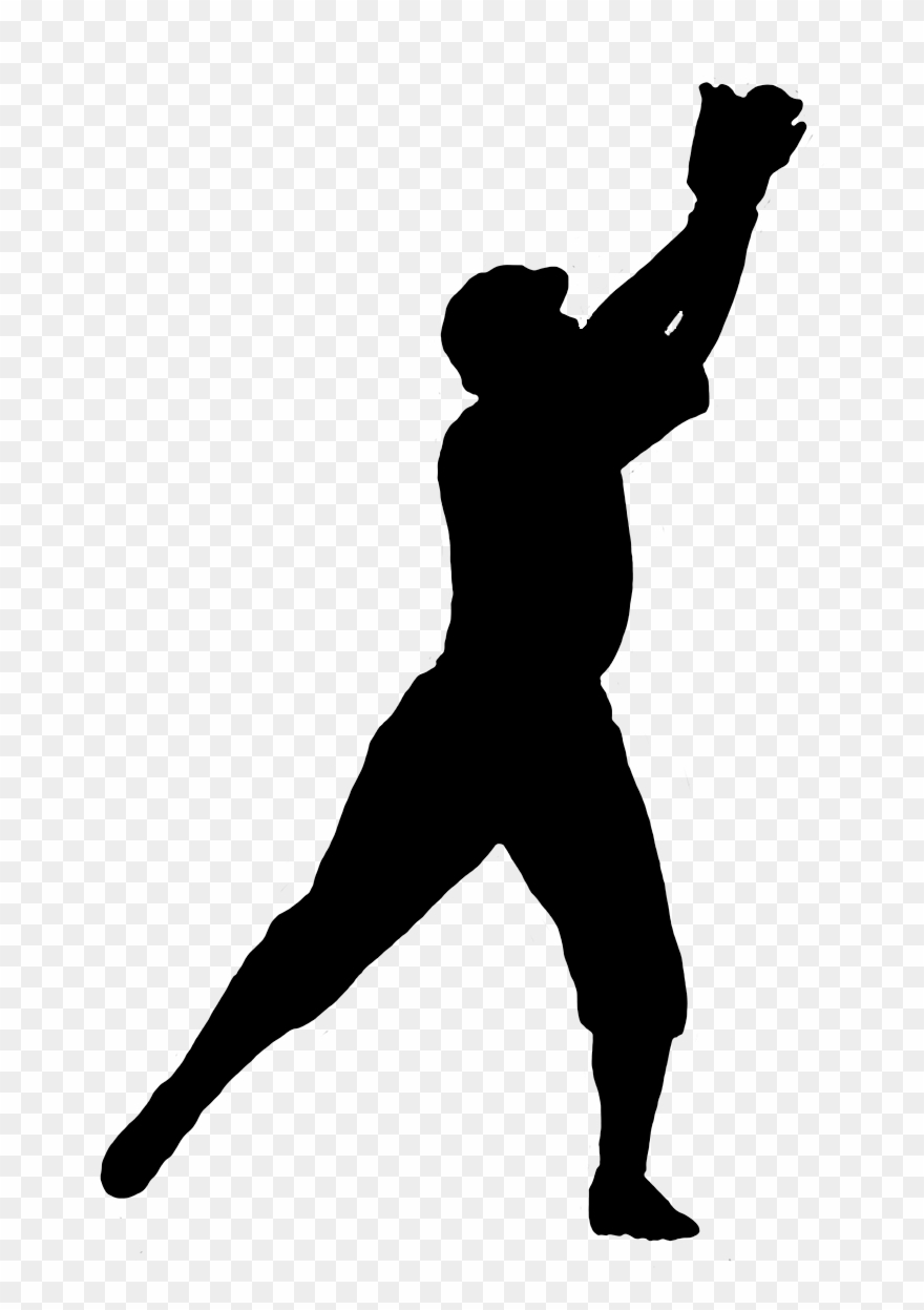 Baseball Clipart Bowling Ball Clip Art Bowling Strike - Baseball Player Silhouette Catching Ball - Png Download