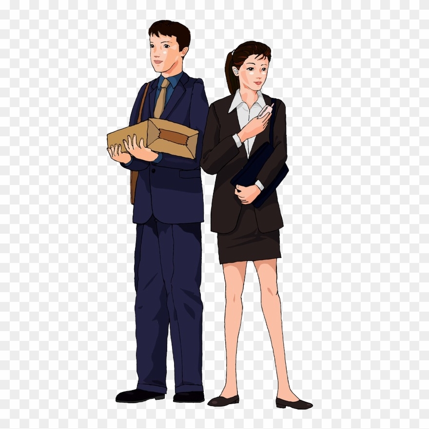 Clip Art Cartoon Wear Men And Women - Women With Suit Cartoon - Png Download