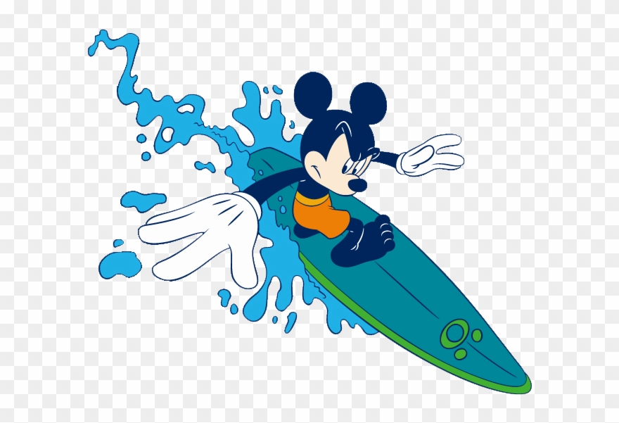 Surfing Clipart Mickey - Mickey Mouse Surf - Png Download