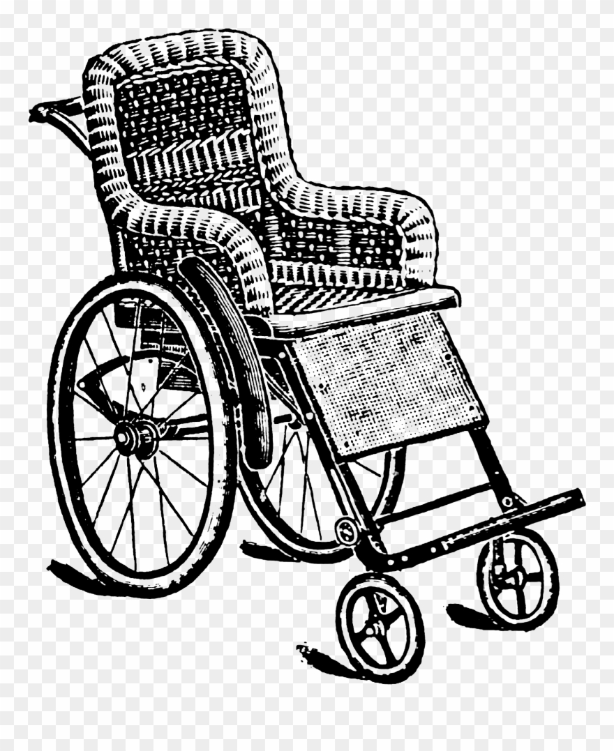 0724 Wheelchair Victorian Era Free Vintage Clip Art - Wheelchair Vintage - Png Download