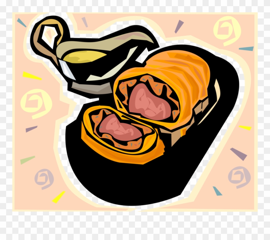 Vector Illustration Of Beef Wellington Fillet Steak Main Course