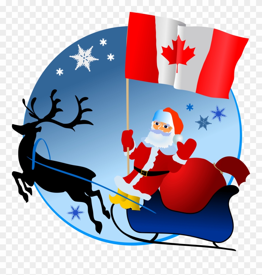 Santa With Canadian Flag - Merry Christmas From South Africa Clipart