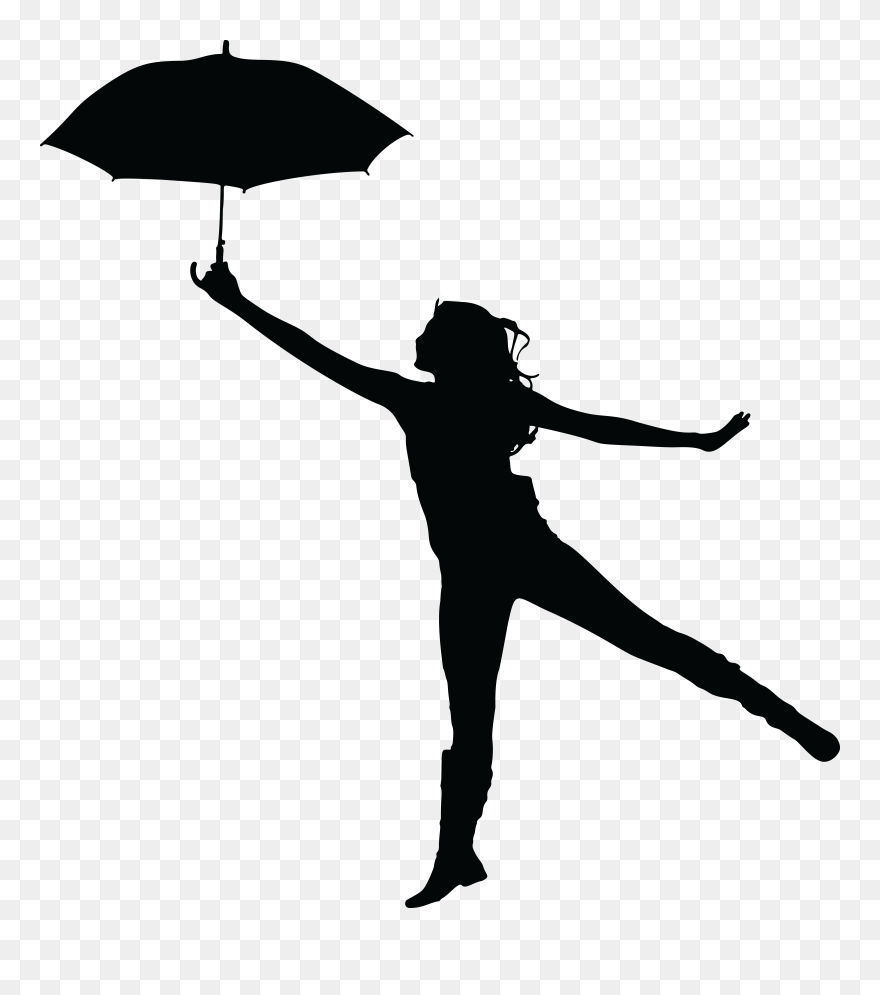 Raindrop Clipart Umbrella - Silhouette Of Girl With Umbrella - Png Download