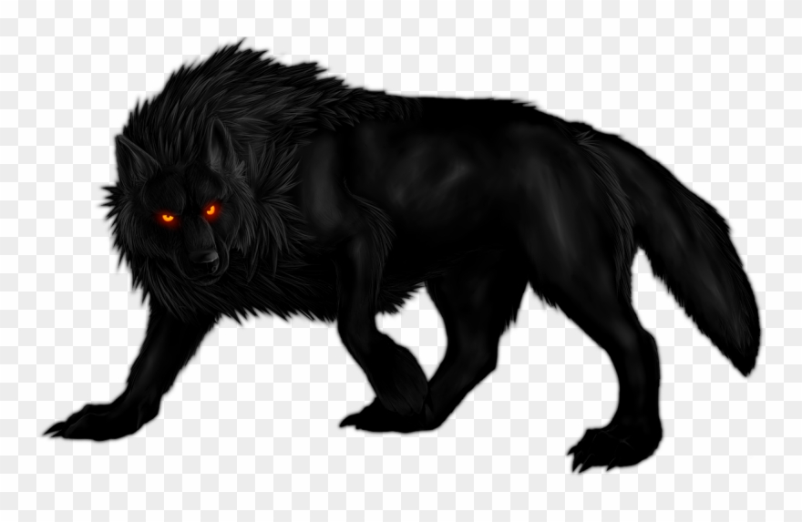 Black Big Bad Wolf Clipart - Black Werewolf Red Eyes - Png Download