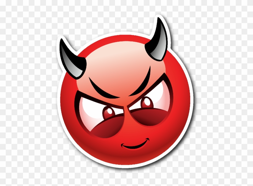 Devil Smiley Emoji Vinyl Die Cut Sticker - Devil Smiley Transparent Background Clipart