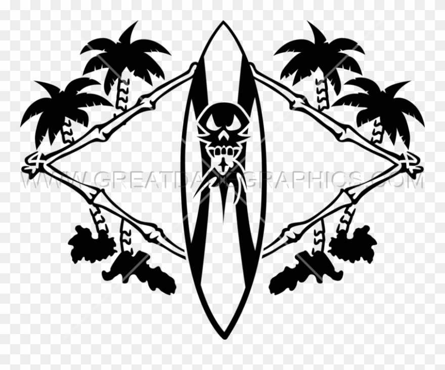 Skull Surf Board - Illustration Clipart