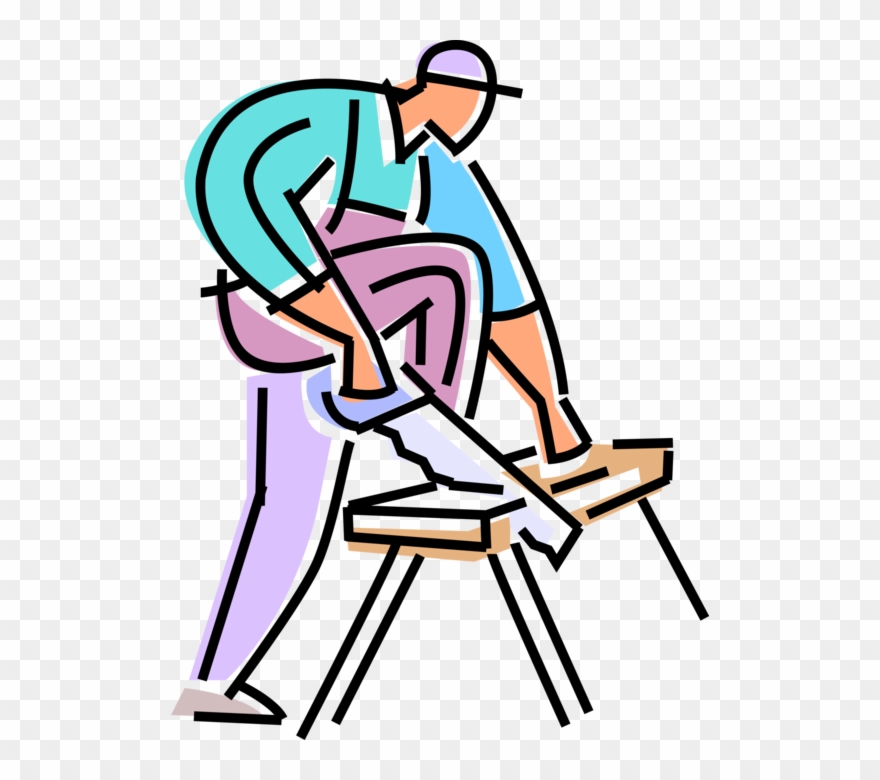 Vector Illustration Of Construction Worker Carpenter - Renovation Clipart