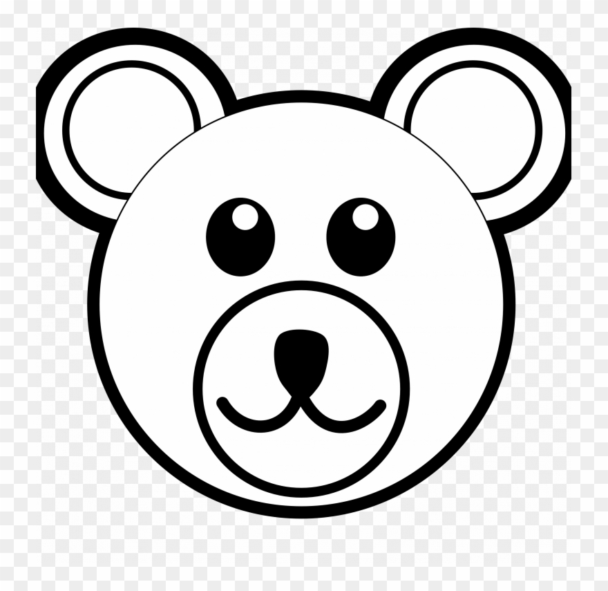 Small Size - Bear Face Colouring Pages Clipart