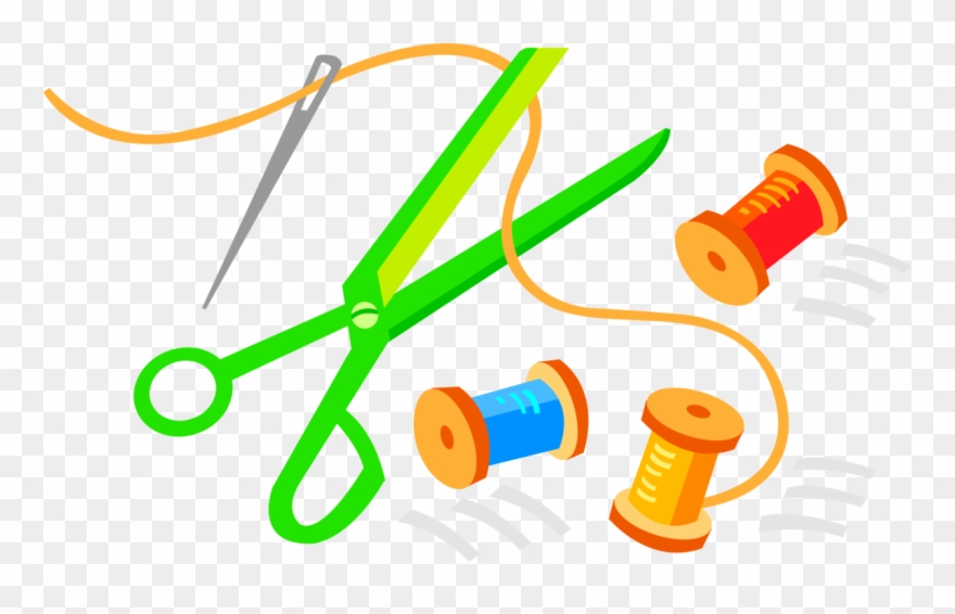 Vector Illustration Of Scissors With Sewing Needle - Scissors And Yarn Clipart - Png Download