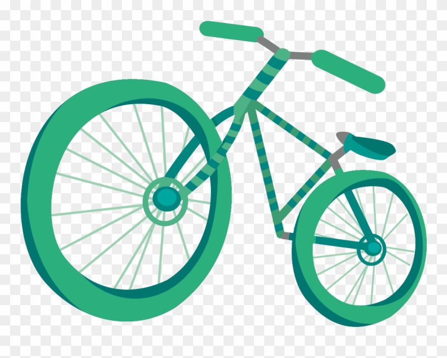 Clip Library Bicycle Pedal Wheel Frame - Green Bike Cartoon - Png Download