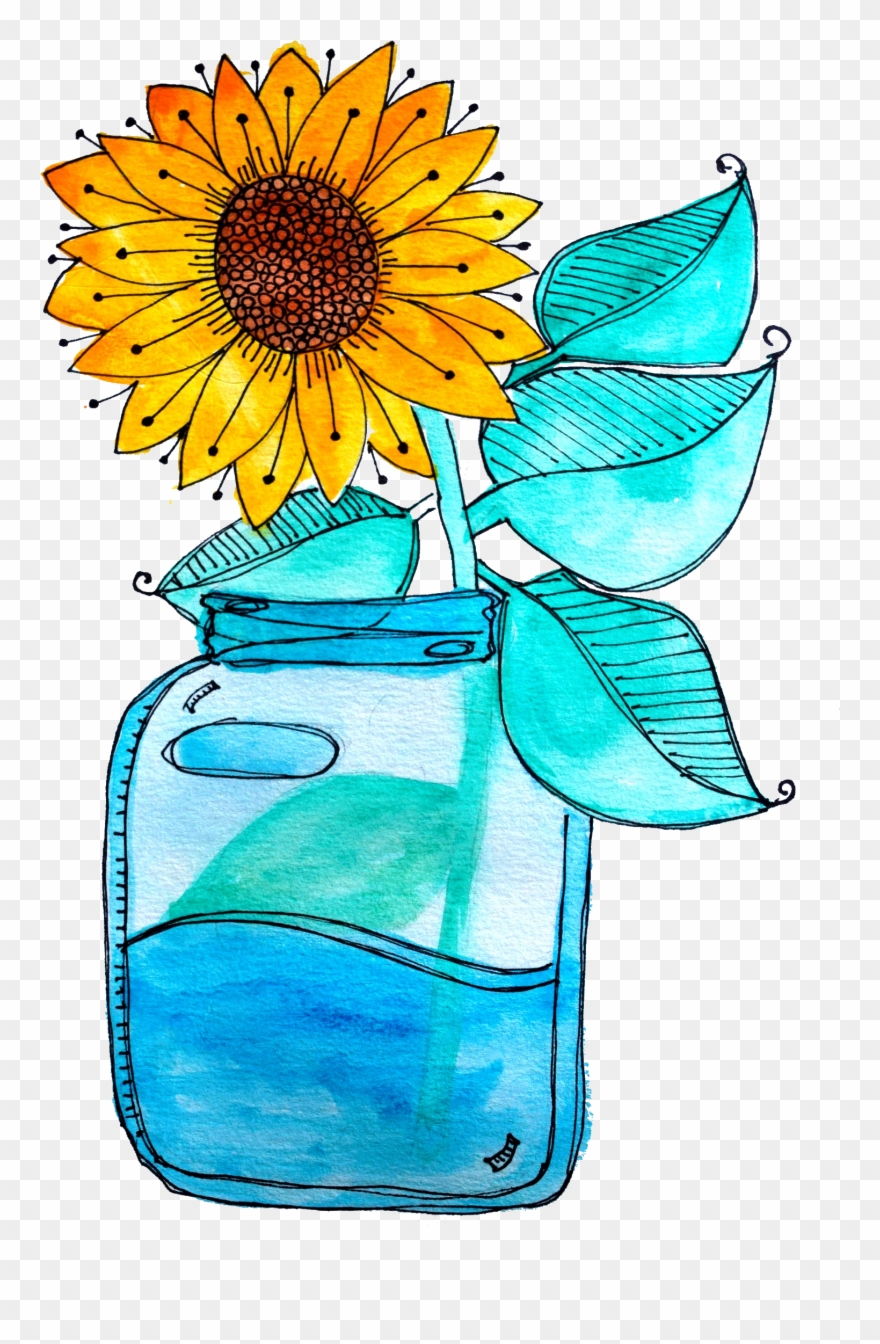 Pin By Wyldeheart Studio On Zen Watercolour Doodle - Sunflower Clipart