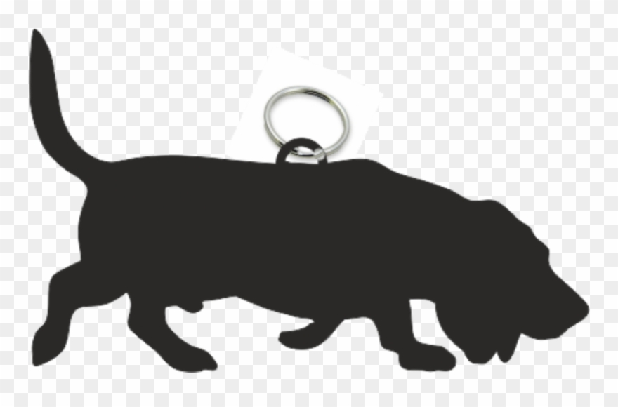 Basset Hound Key Ring Fob - Silhouette Basset Clipart