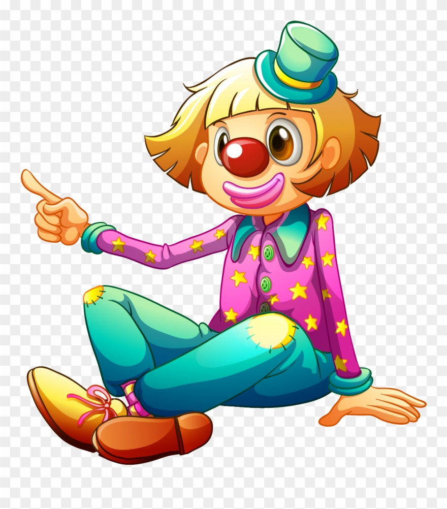 Facebook Clipart Clown - Cartoon Clown Sitting Down - Png Download