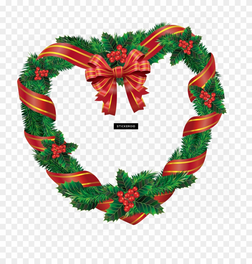 Heart Christmas Wreath - Clip Art Christmas Wreath - Png Download