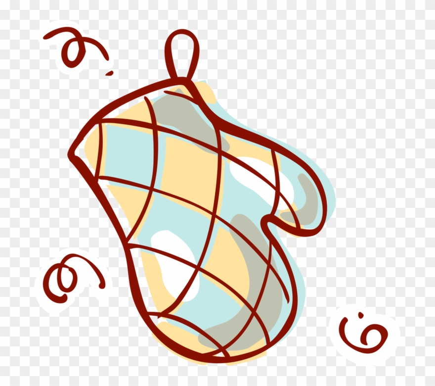 Vector Illustration Of Kitchen Oven Mitt Insulated - Oven Glove Clipart