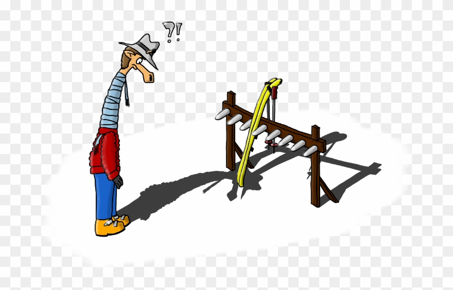 One Skiing Day, As I Went For Lunch, I Put My Skis - Cartoon Clipart