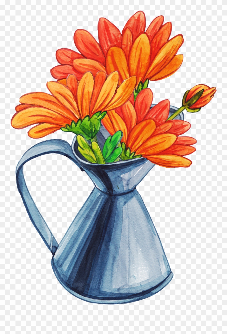 Cartoon Bouquet Daisy Transprent Png - Flowers Arrangement In Cartoon Clipart