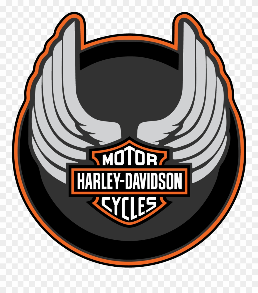 Harley Davidson Wings Round Logo Vector Decal Free - Logo Harley Davidson Png Clipart