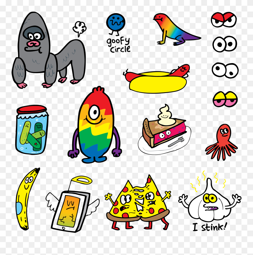 Goofy Doodles Sheet - Jon Burgerman's Daily Doodle Clipart
