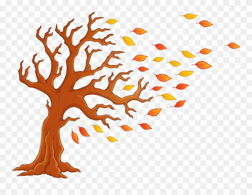 Árvore Com Folhas Caindo - Automne Clipart - Png Download