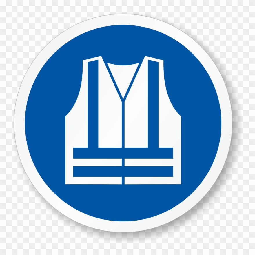 Wear High Visibility Vest Iso Mandatory Label - Safety Vest Must Be Worn Clipart