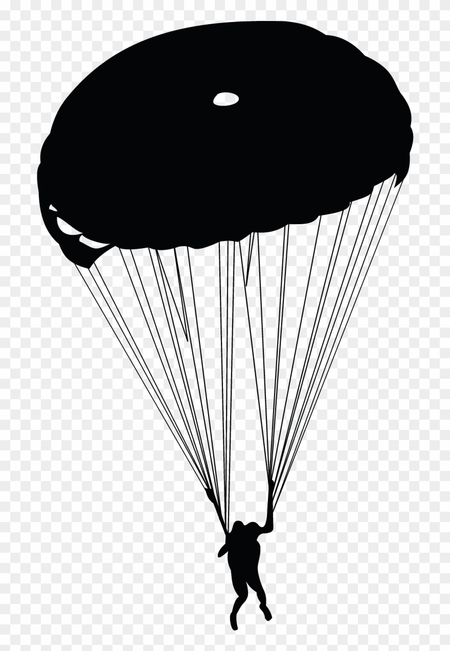 Banner Army Parachute Clipart - Parachuting Silhouette Cartoon - Png Download