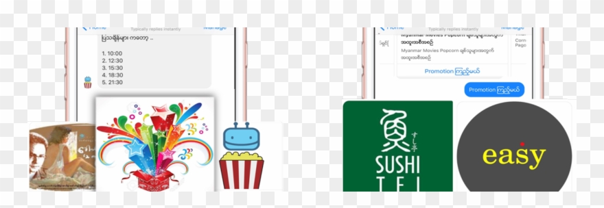 ရုပ်ရှင်မျှမကသော Myanmar Movies Popcorn Chatbot Zawgyi - Sushi Tei Clipart