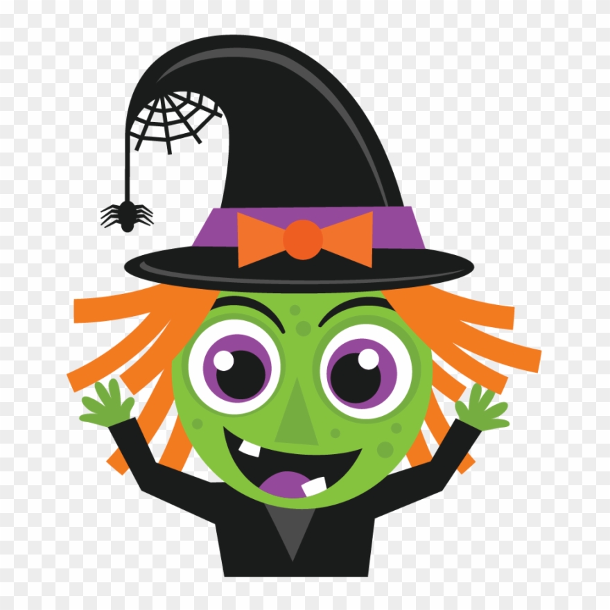 Halloween Witch Svg Scrapbook Cut File Cute Clipart - Witch Cartoon Cute Halloween - Png Download
