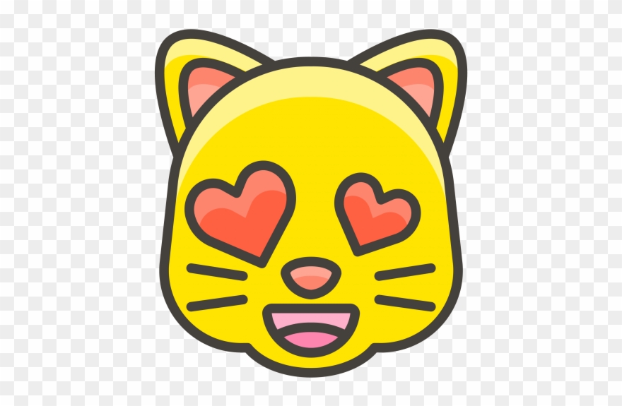 Smiling Cat Face With Heart Eyes Emoji - Yellow Cat Face Drawing Clipart