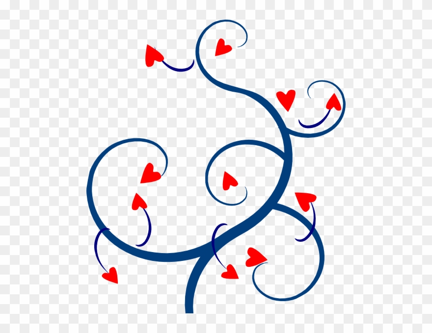 Swirl Hearts Red And Blue 2 Svg Clip Arts 528 X 599 - Png Download