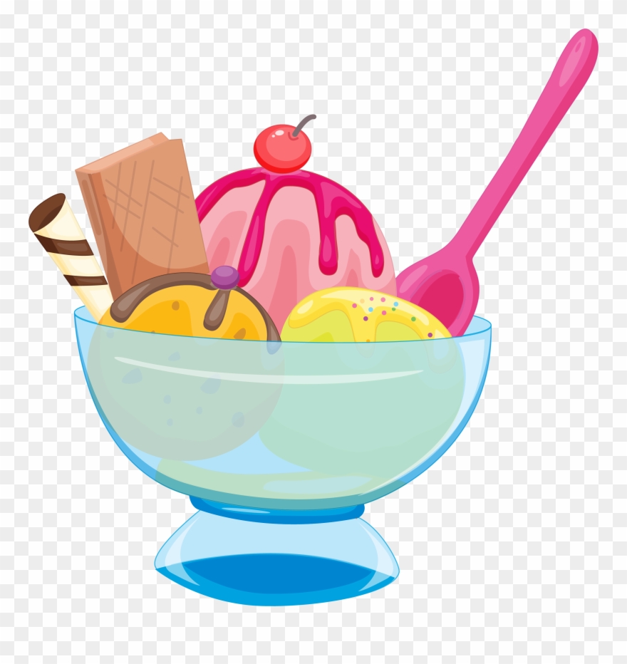 Chocolate Ice Cream Sundae Colorful Transprent - Ice Cream Picture And Word Clipart
