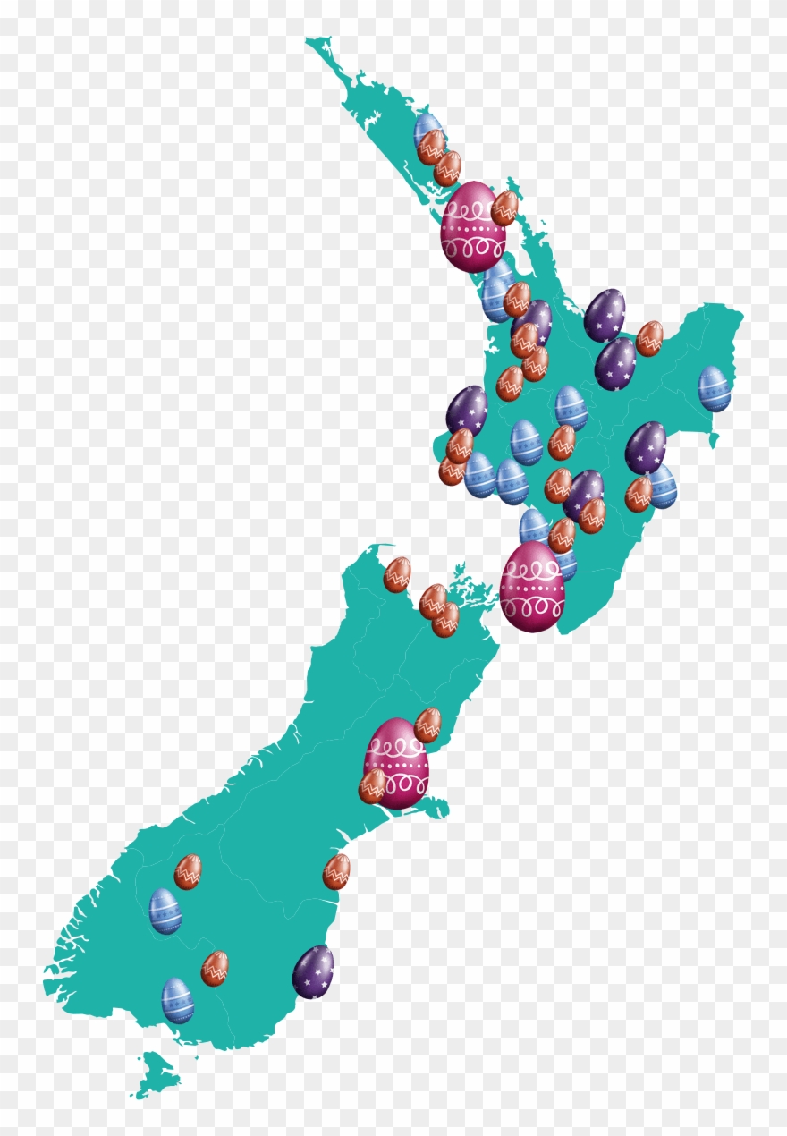 Epic Easter Hunt Results Map - Map Of New Zealand Clipart