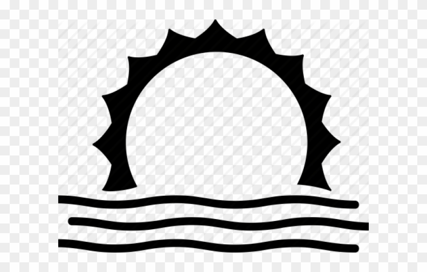Sun Set Clip Art Black And White - Png Download