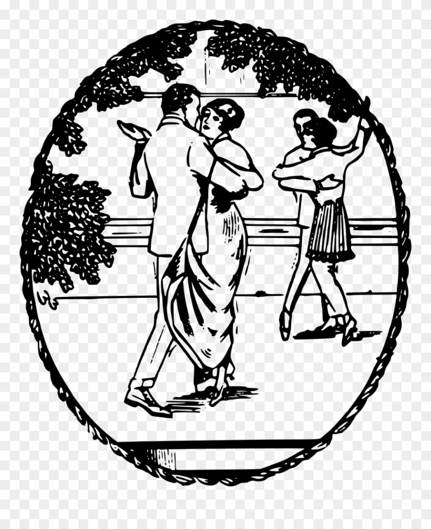 Simple Dancing Couples - Ukulele Black And White Cartoons Clipart