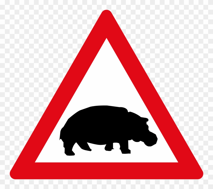 Hippo Sign - Traffic Sign Barrier Ahead Clipart