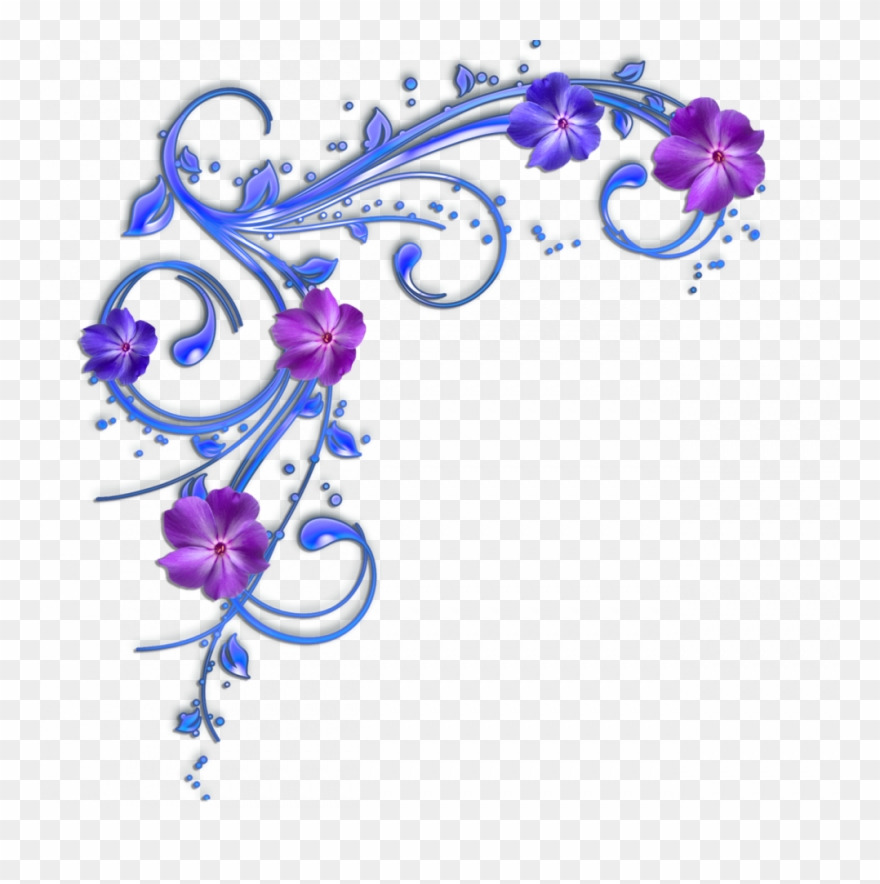 Flowers Borders Clipart Divider - Blue And Purple Flower Borders - Png Download