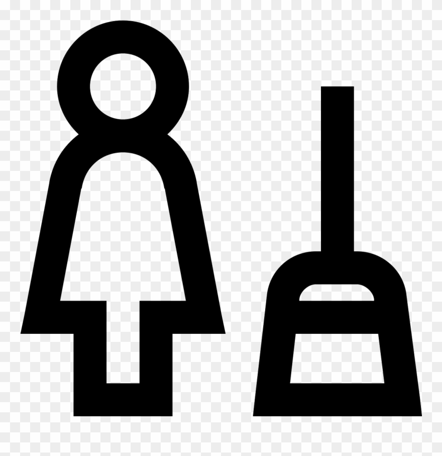 This Icon Is Of A Woman With A Broom Sweeping Dust/debris - Female Male Symbol Png Clipart