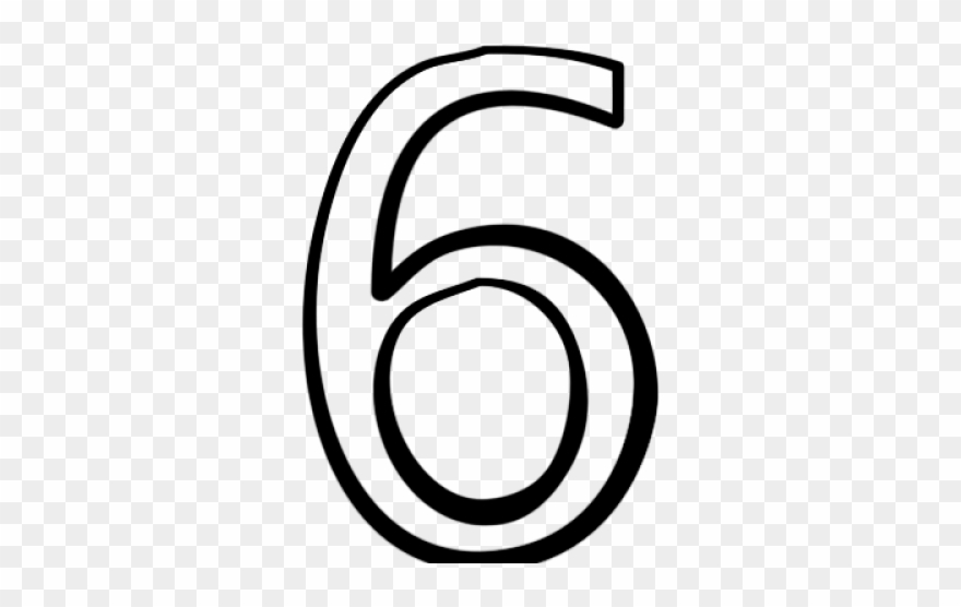 Numbers Clipart Six - Line Art - Png Download