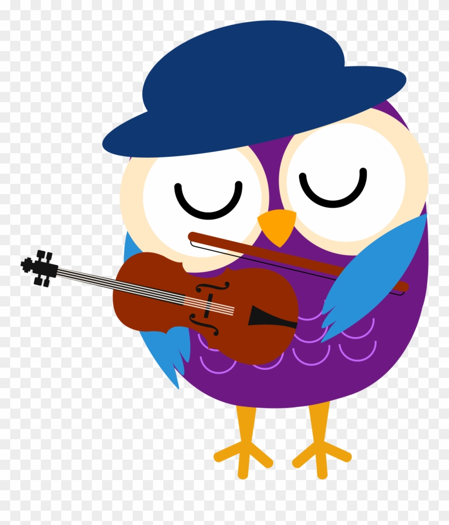 Clipart Piano Piano Guitar - Zazzle Retro Eulen-musiker-violine T-shirt - Png Download