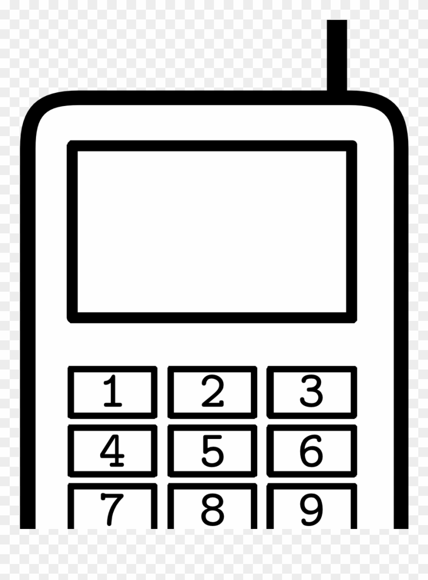 Clip Freeuse Library Cellphone Drawing House - Telephone Colouring Page With Numbers - Png Download