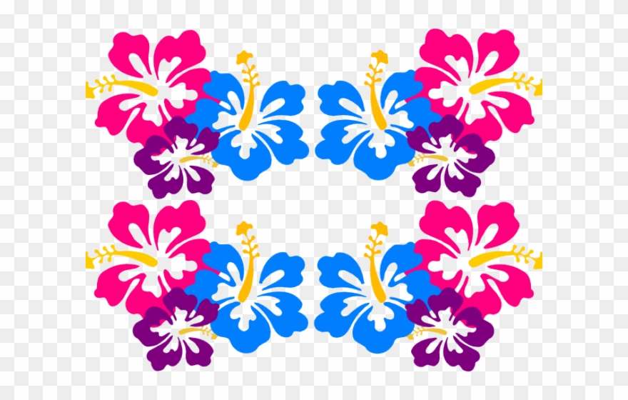 Beach Clipart Shirt - Hawaiian Flowers Clipart Border - Png Download
