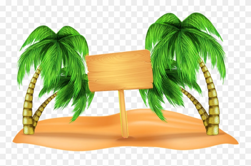 Clip Art Coconut On The Picture Material - Beach Clipart - Png Download