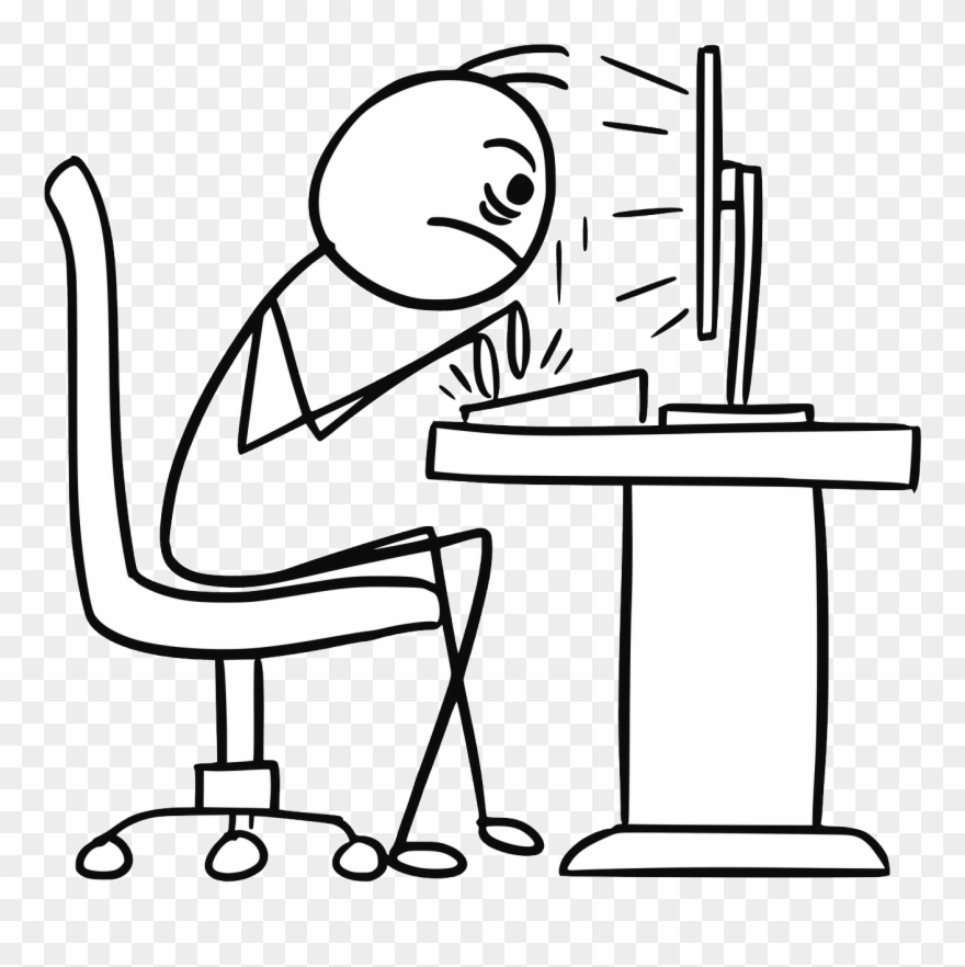 Trading Desk Fail - Cartoon On A Computer Clipart
