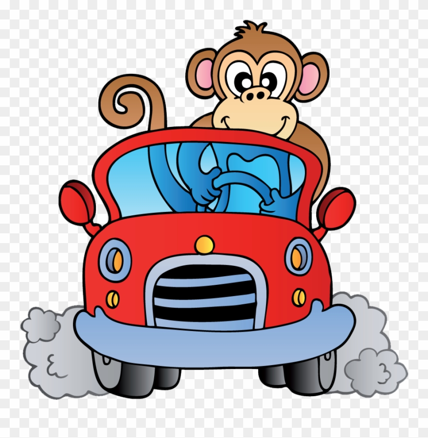 Monkey Bizz - Monkey In Car Clipart - Png Download