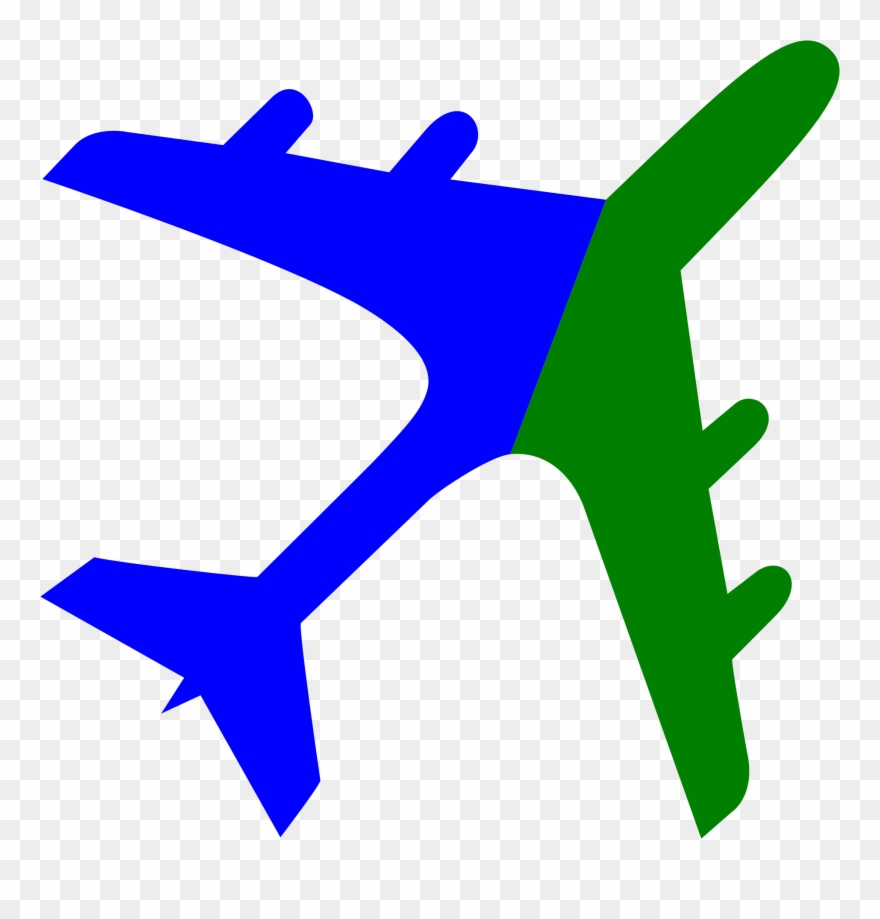 Fileairplane Silhouette Blue Green - Clipart Airplane - Png Download