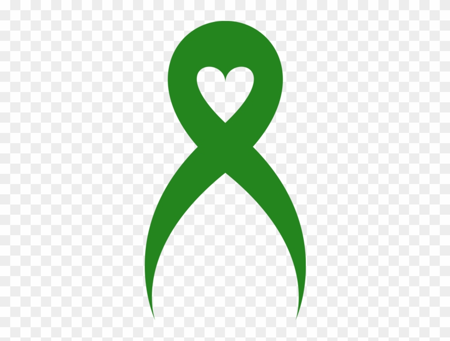 Leukemia Ribbon Clip Art - Green Heart Cancer Ribbon - Png Download