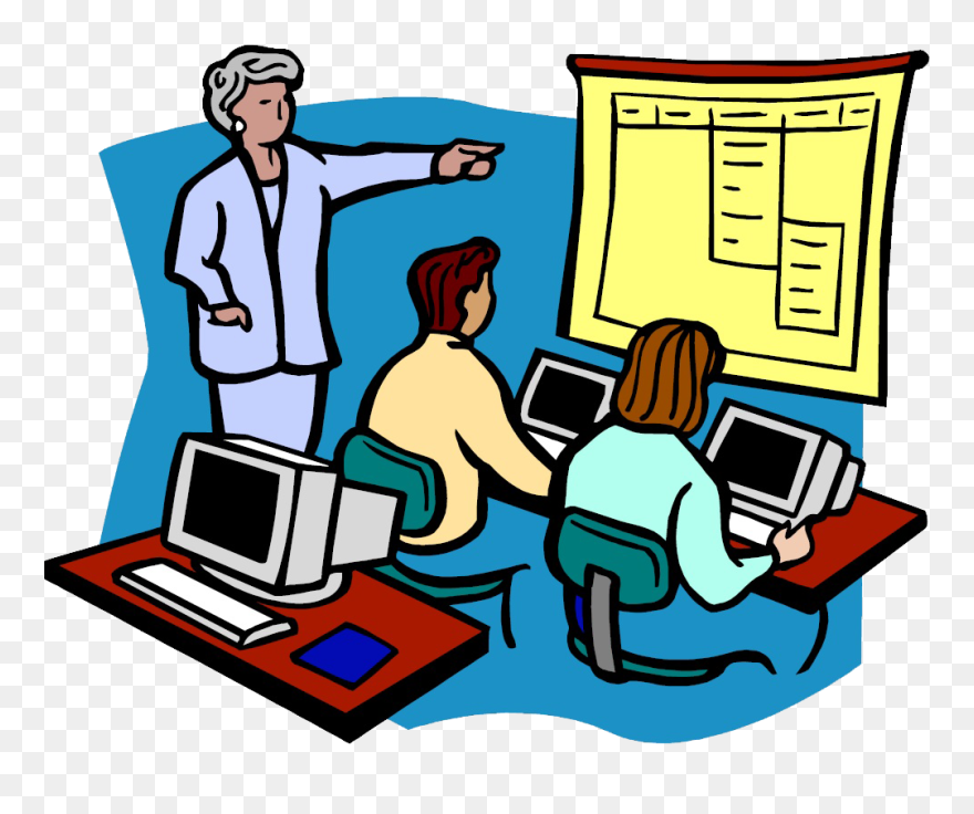 Technology Teacher Cliparts - Teacher Using Computer Clipart - Png Download