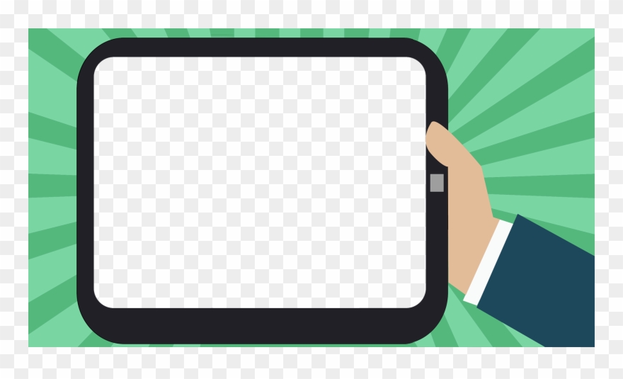 Bits Tim Hand Holding Tablet With Knockout - Cartoon Hand Holding Tablet Clipart